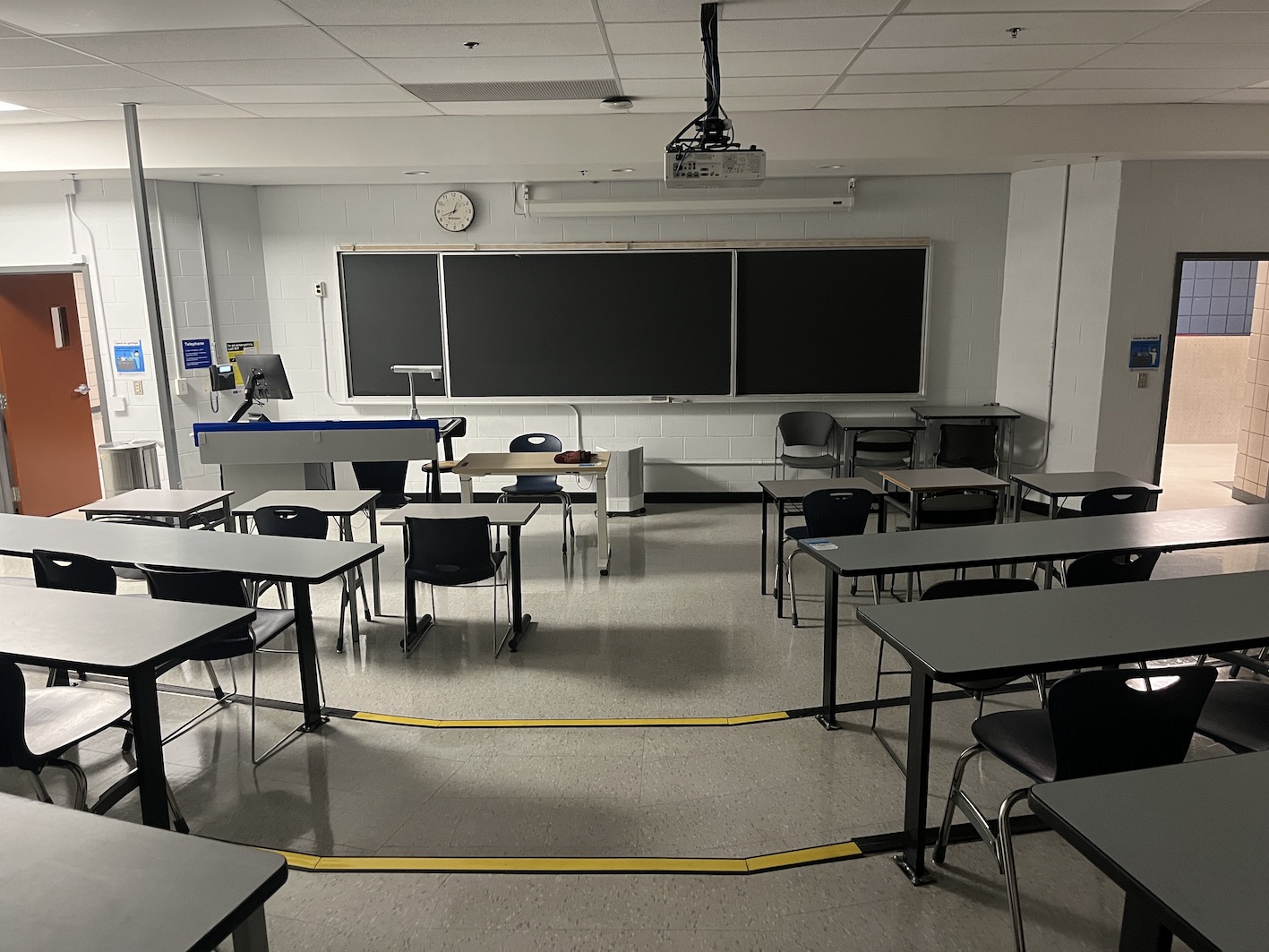 Instructor's view of classroom in Eric Palin Hall at Ryerson after renovations 